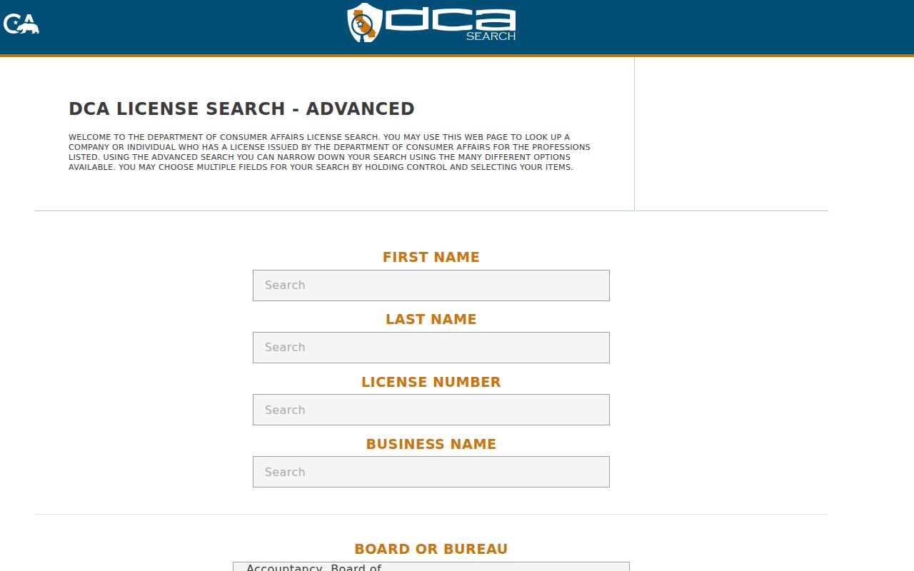 Rosemead ZIP code directory DCA advanced license filters