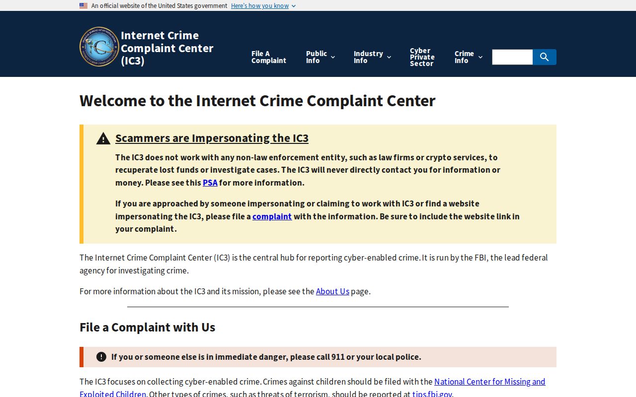 Rosemead ZIP code directory FBI internet crime complaint center